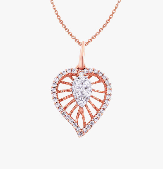 Hamsa Evil Diamond Dangling Heart Pendant
